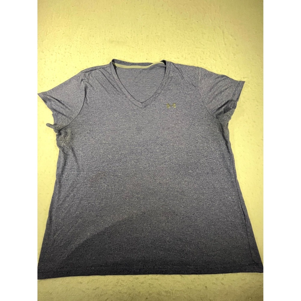 Under Armour UA‎ Tech Twist T Shirt Womens Heather Gray V Neck Athletic Workout